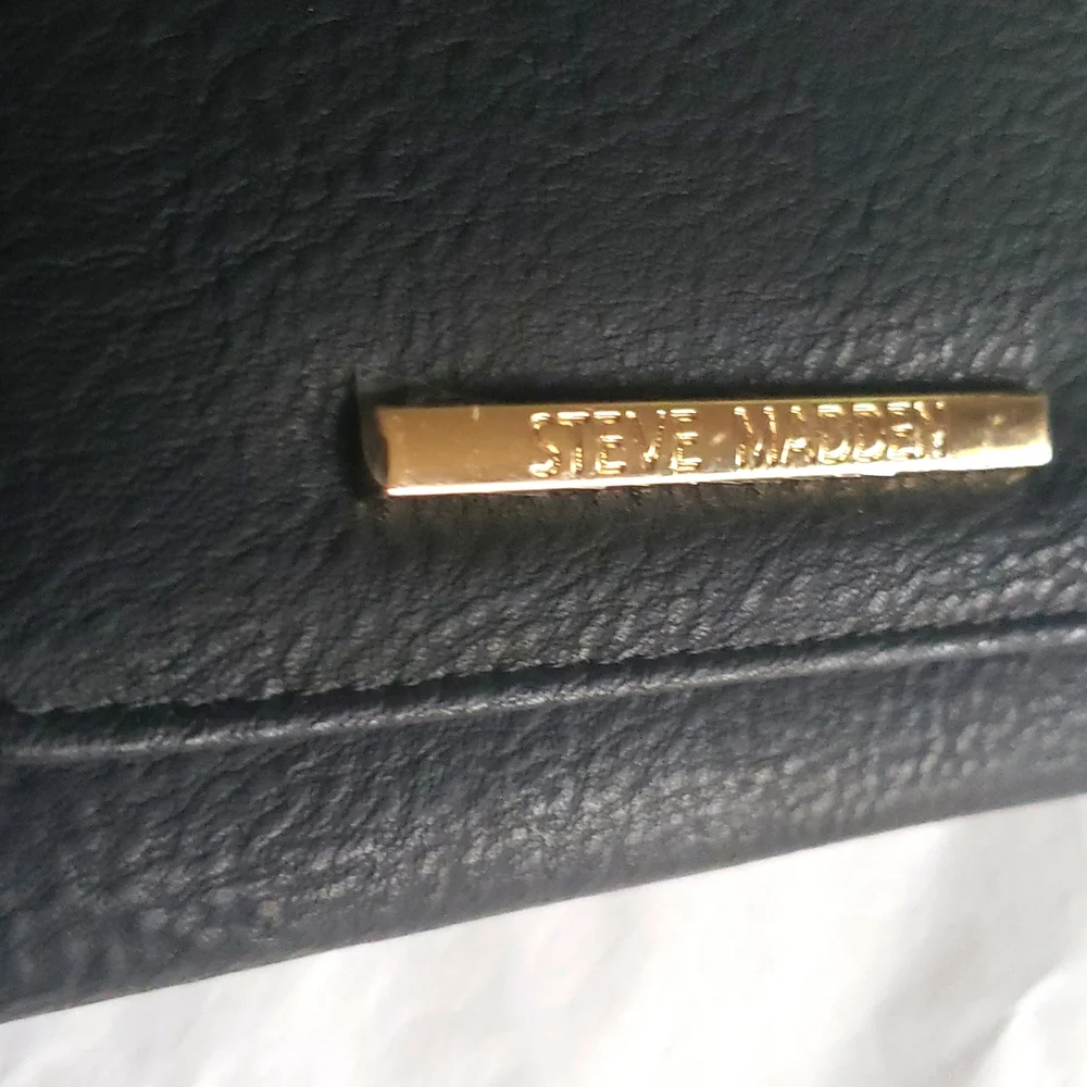 Steve Madden NEW French Wallet Wristlet Money Holder Vegan NWT BLACK GOLD Gift!